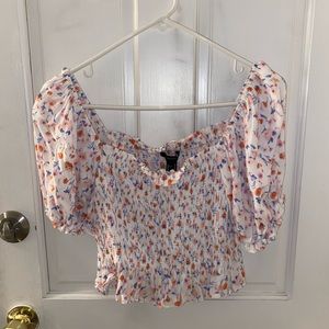 Forever 21 Floral Print Puff Sleeve Top